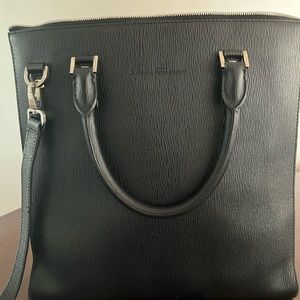 Men’s Gancini black stamped leather business bag / briefcase / computer bag.